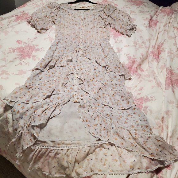 LoveShackFancy Silk Floral Midi Dress Medium - Picture 10 of 12